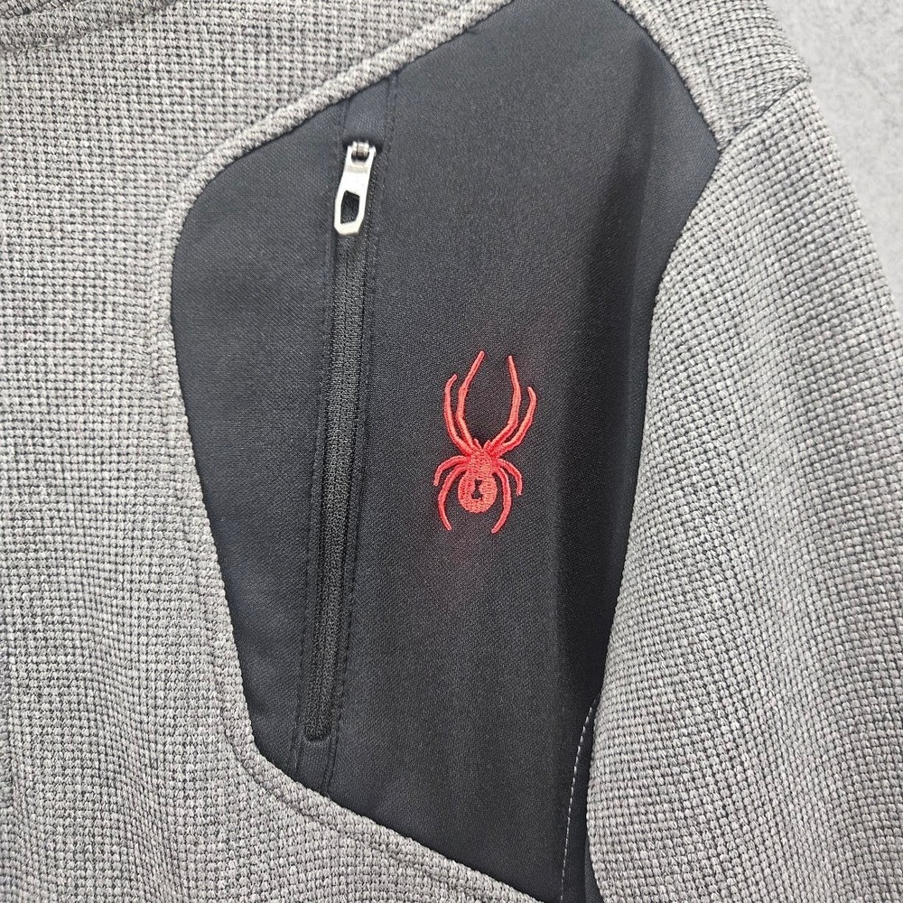 Spyder 1/4 Zip Pullover Sweatshirt Jacket Spider Mens Large Grey Black - Picture 4 of 12